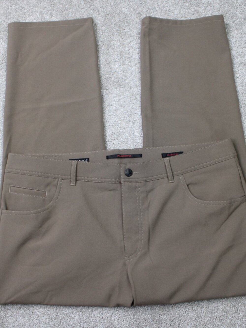 Alberto Pants Mens 38x28 Beige‎ Ceramica Stone Modern Fit Standard 100 Oeko-Tex